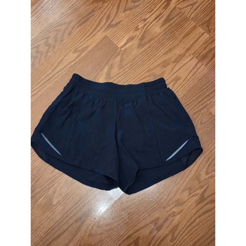 Lululemon Hotty Hot High-Rise Lined Short 4 Navy Blue Womens Size 6 Tall LW7AVGT